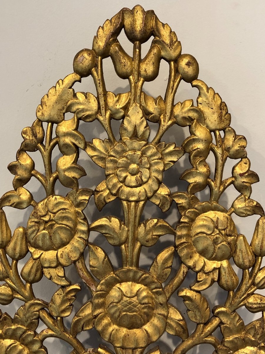 Bois Doré XIX ème «bouquet De Fleurs « -photo-3