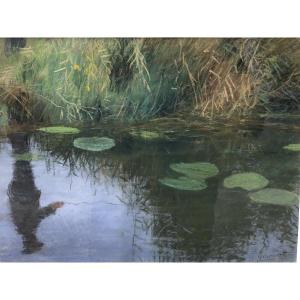 Georges Girardot 1856-1914 “water Lilies” Pastel Circa 1906 