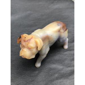 Russie 19 ème. Fabergé att.à « Boulldog Anglais «  en Agate sculptée Vers 1900