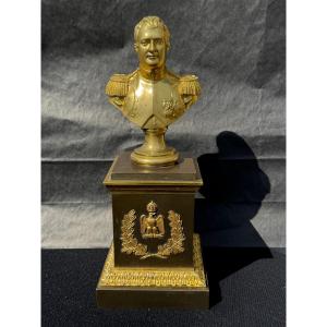 Patinated And Gilded Bronze Bust Of Emperor Napoleon 1 Er With Mercury, Circa 1830