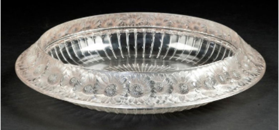 René Lalique Bowl "with Daisies" In Molded Crystal