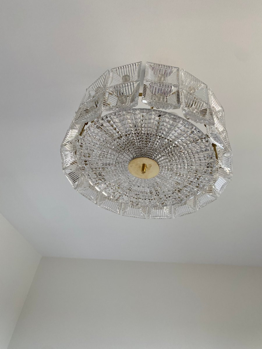 Lustre En Verre Et Laiton Carl Fagerlund / Orrefors-photo-2