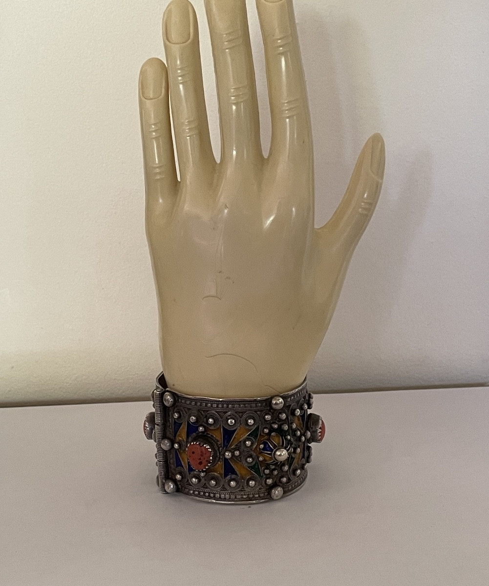 Bracelet manchette ethnique argent -photo-2