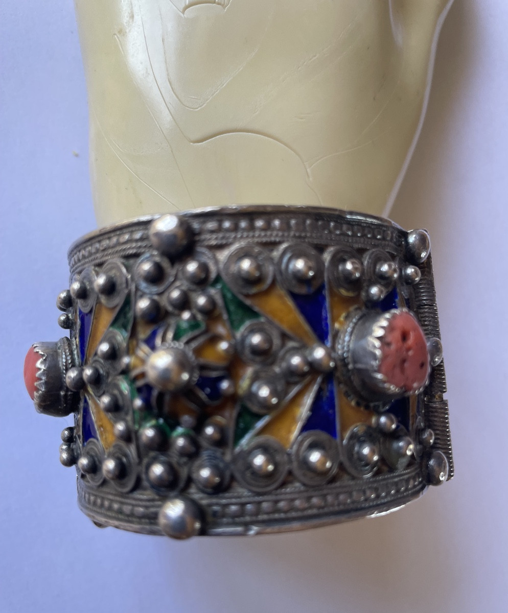 Bracelet manchette ethnique argent -photo-4