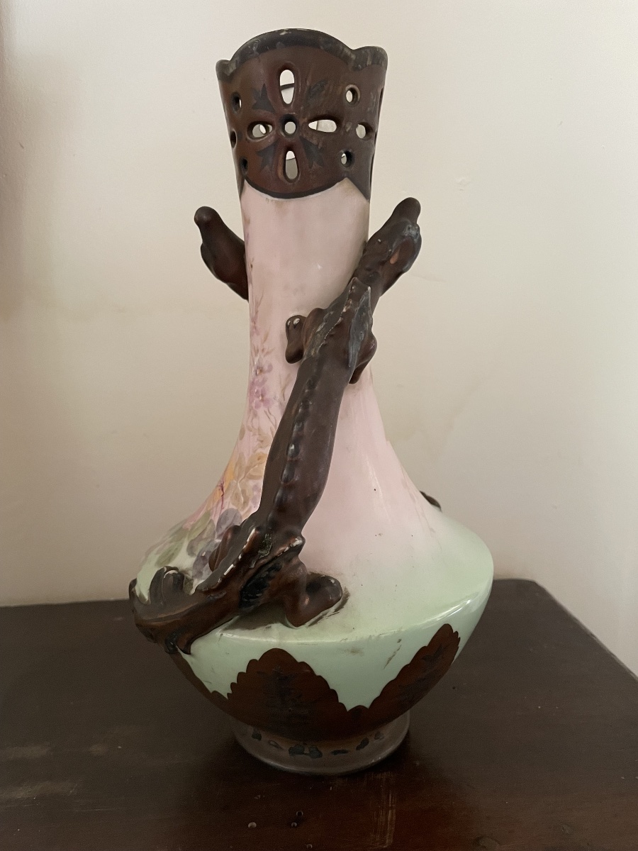 Art Nouveau Vase Made Of Limoges Porcelain -photo-3