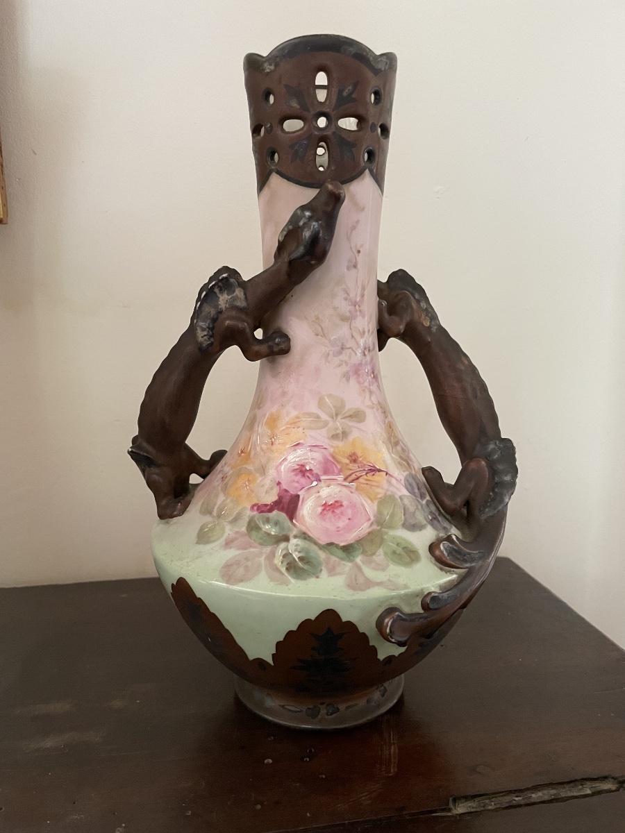 Art Nouveau Vase Made Of Limoges Porcelain 