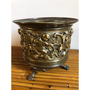 Pair Of Repoussé Brass Planter