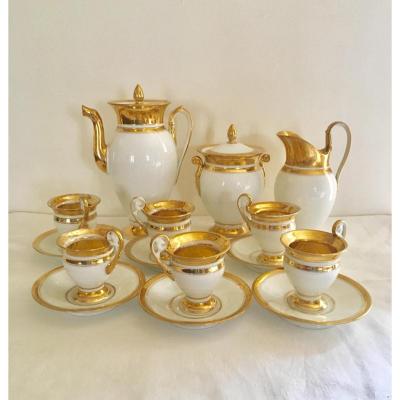 Porcelain Coffee Service In Paris Style Empire, Ep.restauration