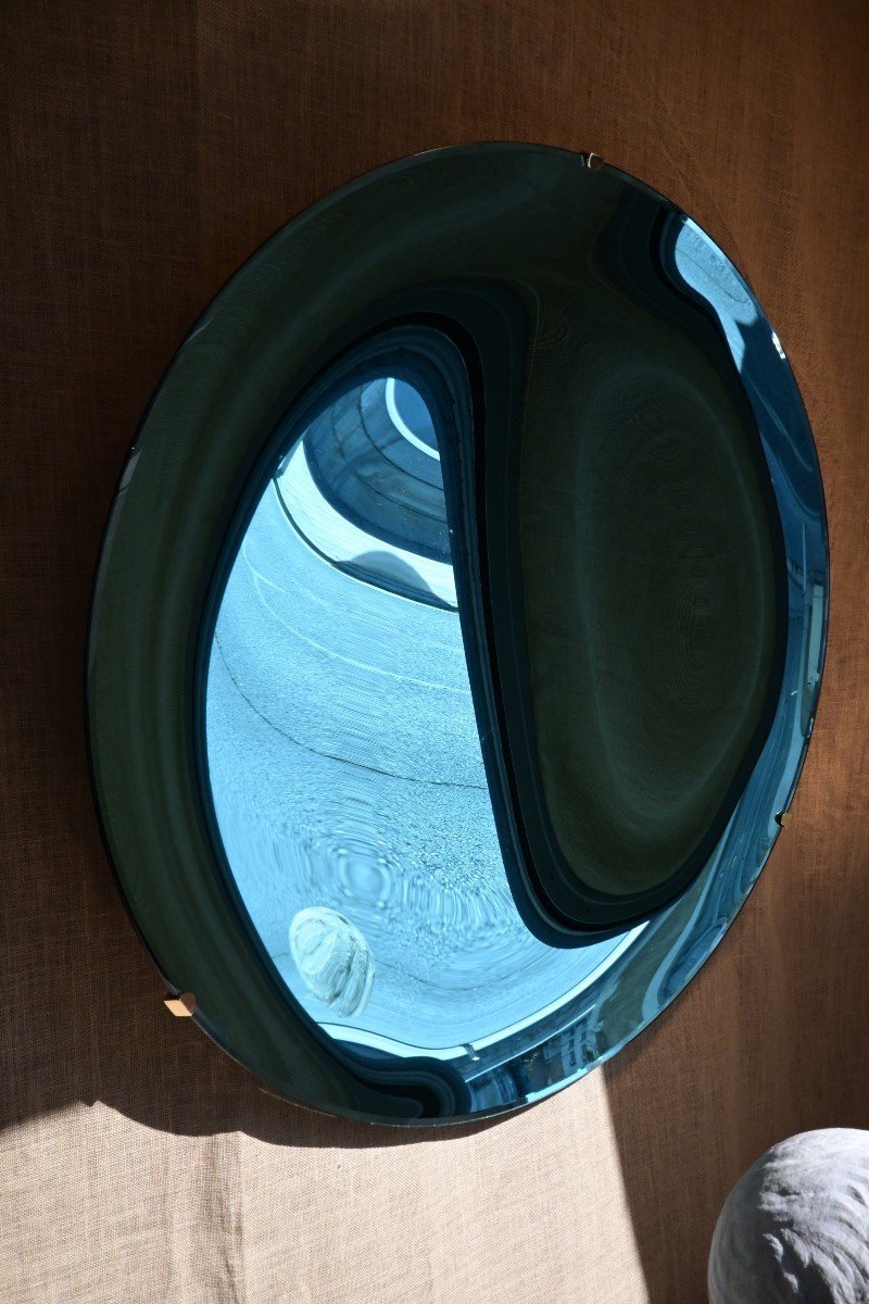 Large Blue Concave Mirror-photo-2