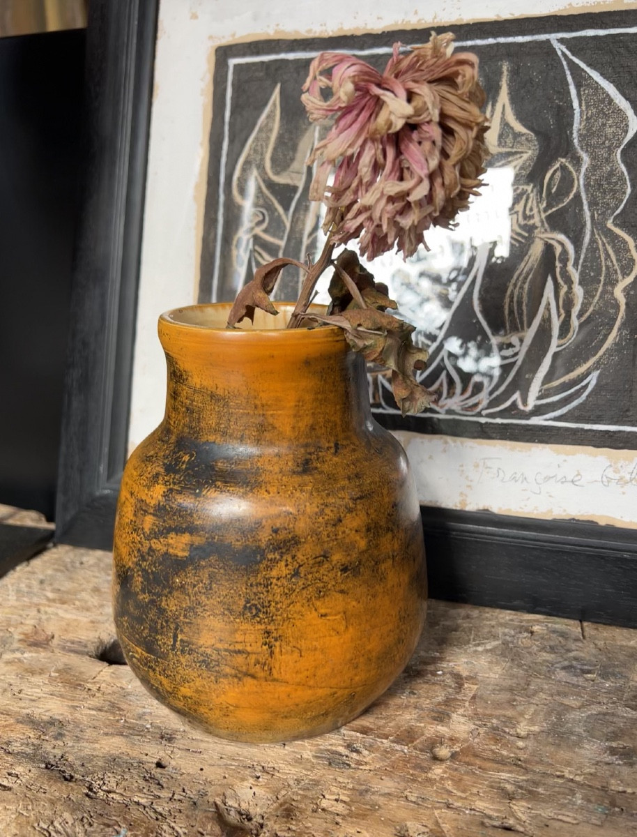 Jacques Blin - Orange And Black Vase