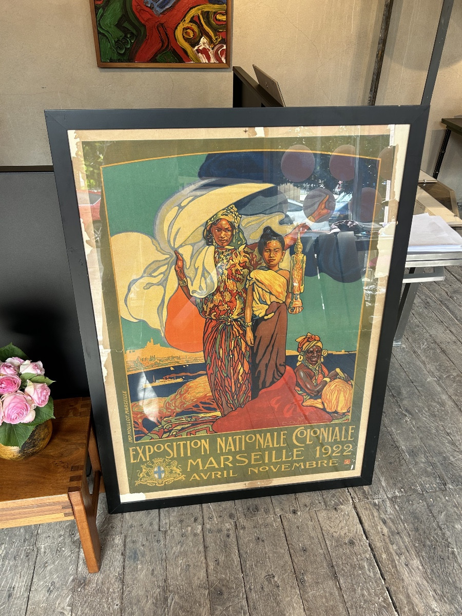 Old Poster National Colonial Exhibition Marseille 1922 