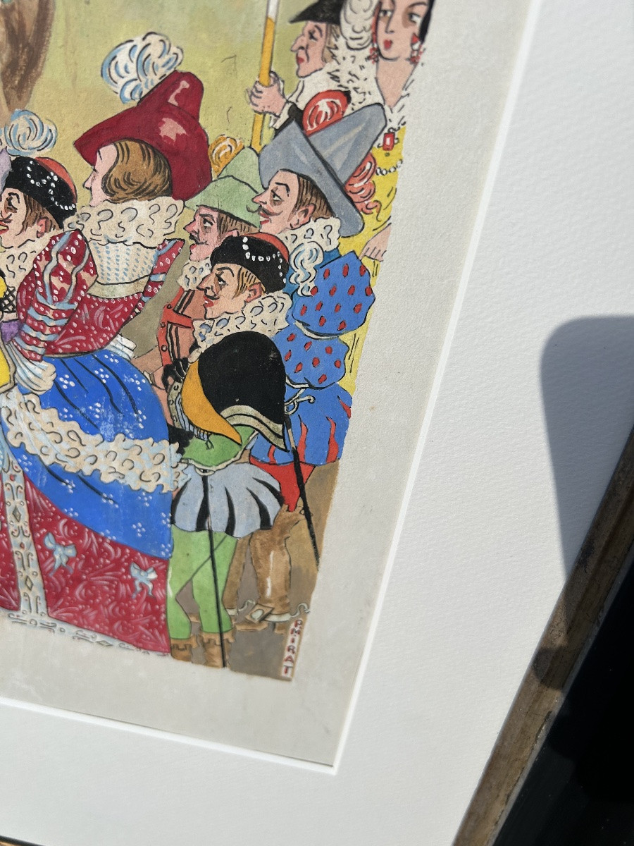 Gouache By Paul Mirat - "race For The Ring Of Henry Of Navarre"-photo-1