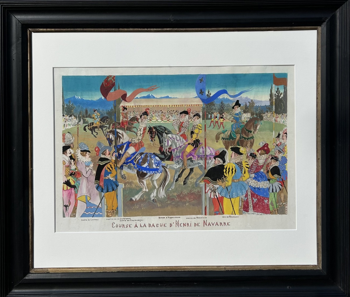 Gouache By Paul Mirat - "race For The Ring Of Henry Of Navarre"