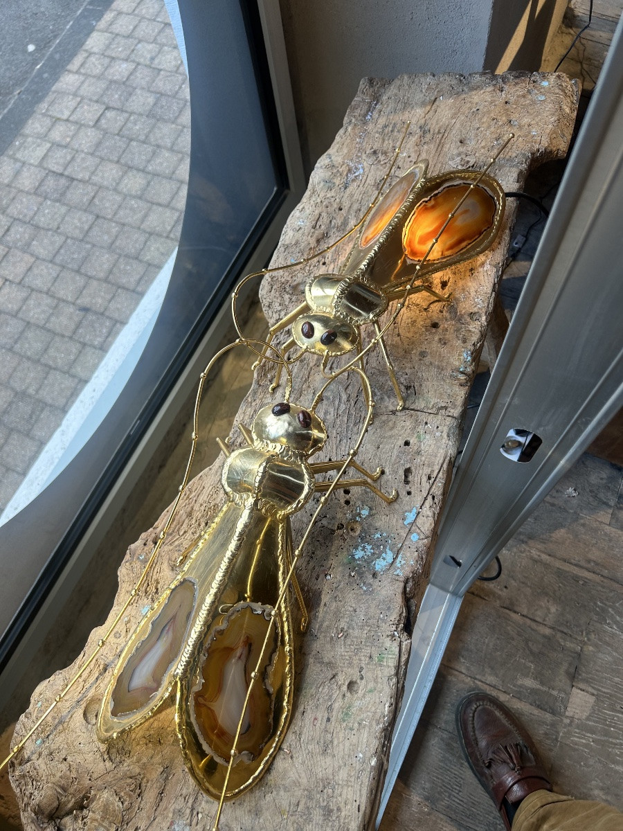 Henri Fernandez - Paire de lampes ou appliques modèle Sauterelles-photo-2