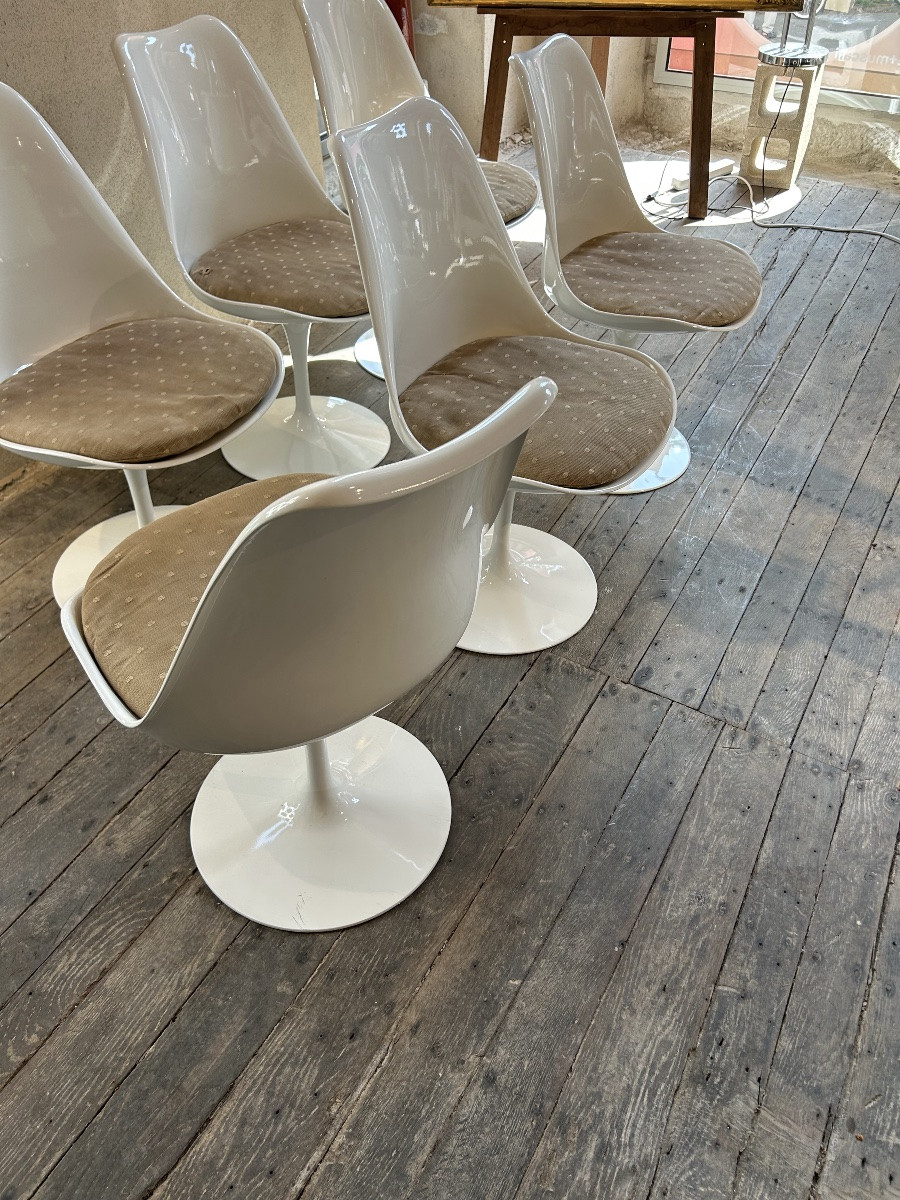 Eero Saarinen - Suite de 6 chaises tulipes Knoll-photo-4