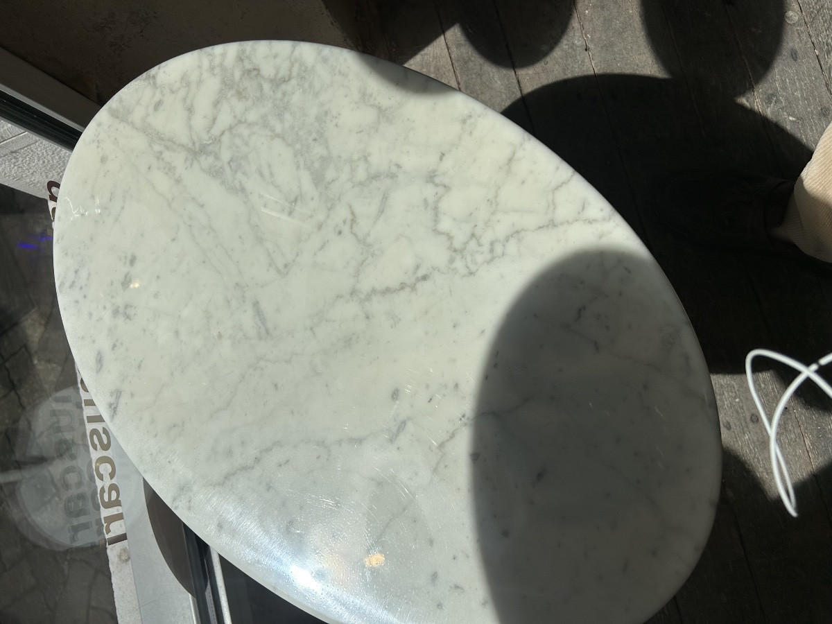 Guéridon Knoll ovale en marbre-photo-3