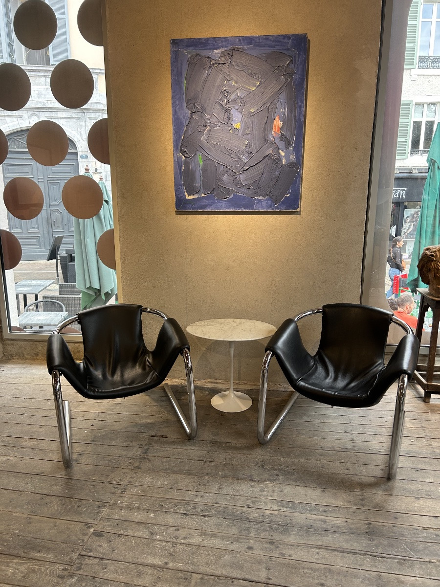 Paire de Fauteuils en cuir Orbita de Duncan & Dave Dickinson-photo-4