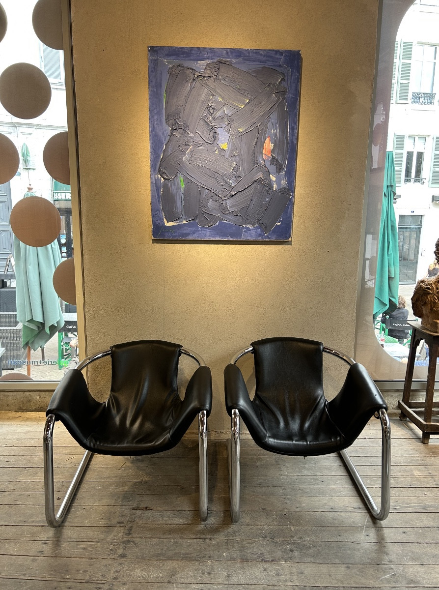 Paire de Fauteuils en cuir Orbita de Duncan & Dave Dickinson