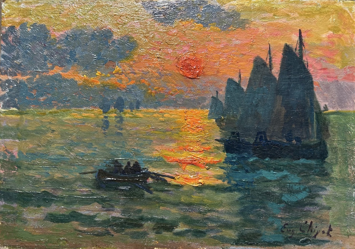 Impressionist Sunset By Eugene Chigot