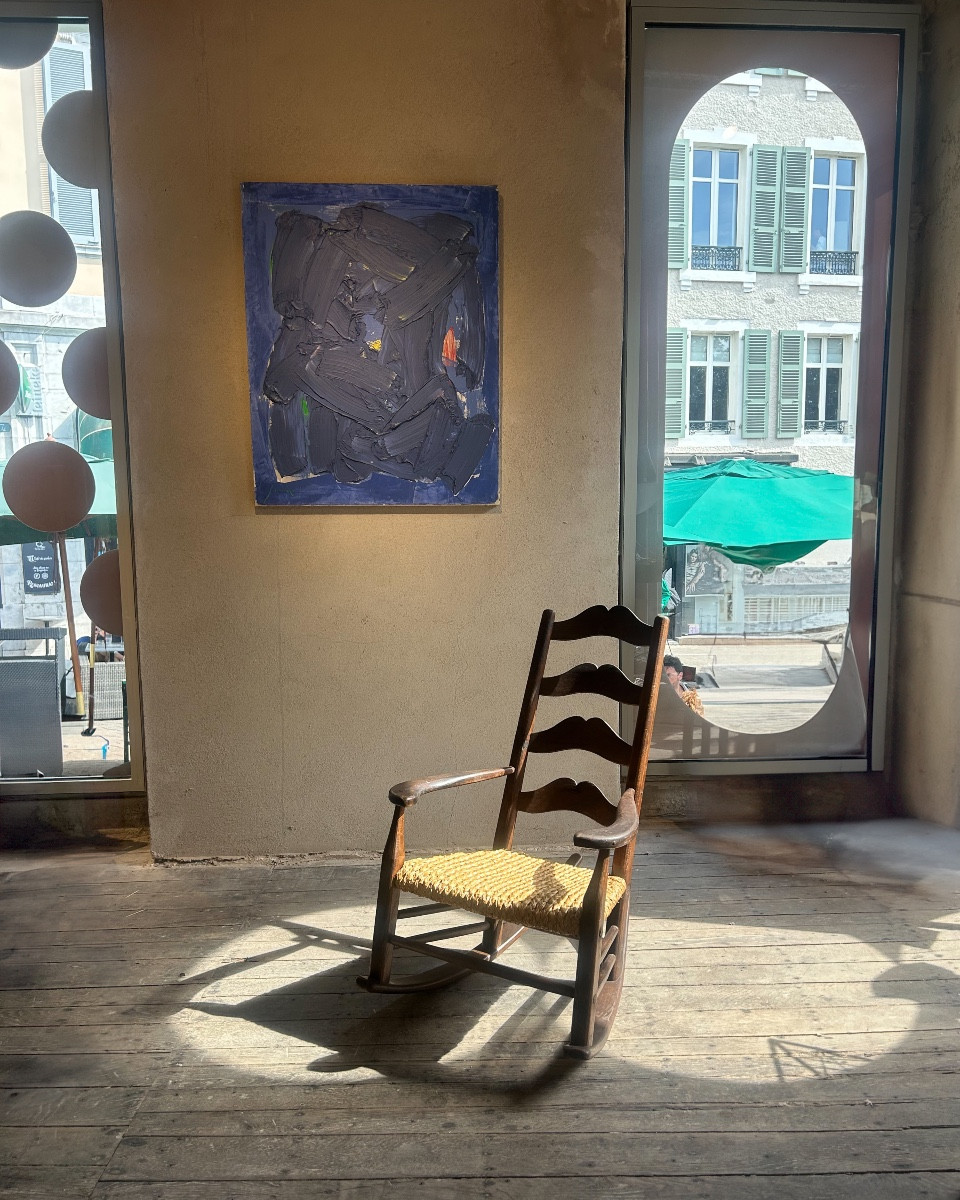 Rocking chair brutaliste art populaire 