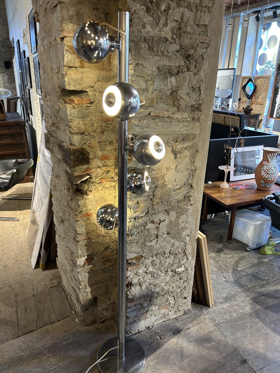 Rare Magnetic Eyeball Floor Lamp By Goffredo Reggiani-photo-4
