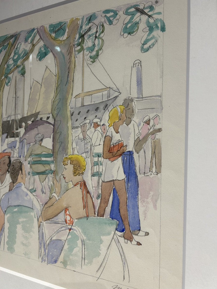 Watercolor Of Cannes, 1920 By Maud Hunt Squire-photo-3