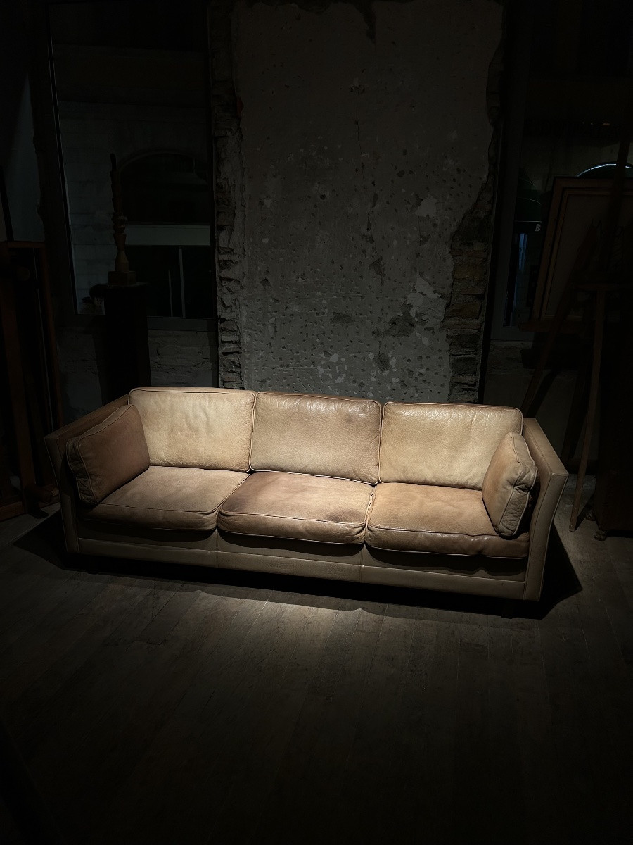 Danish 3-seater Leather Sofa - 1970-photo-2
