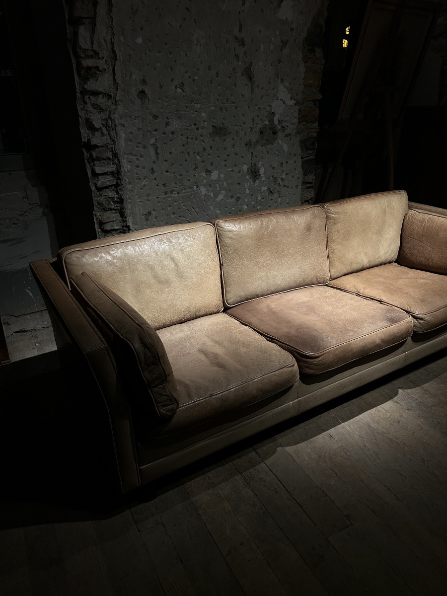 Danish 3-seater Leather Sofa - 1970-photo-3