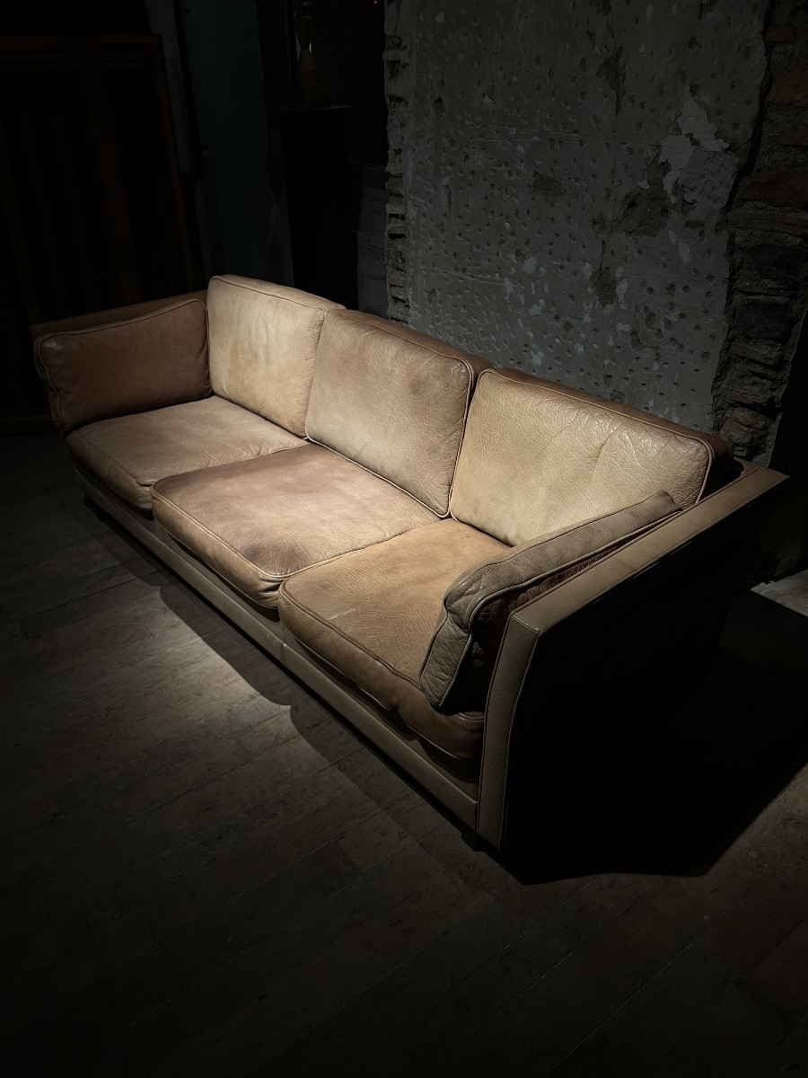 Danish 3-seater Leather Sofa - 1970-photo-2