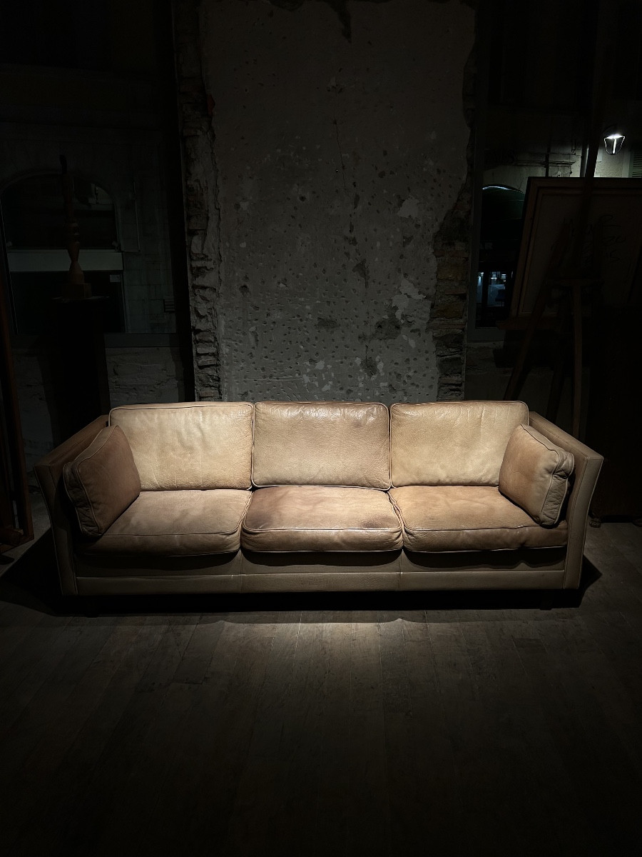 Danish 3-seater Leather Sofa - 1970