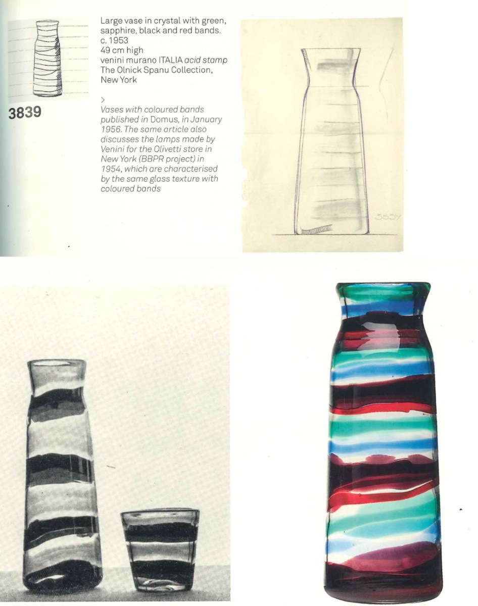 Fulvio Bianconi, Rare vase Monumental Fasce Orizzontali, modèle 3839-photo-6