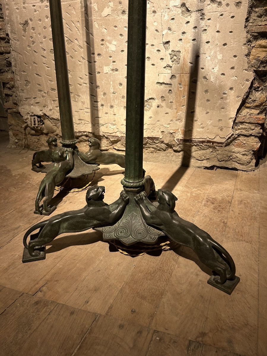 Pair Of Antique-style Bronze Floor Lamps -photo-3