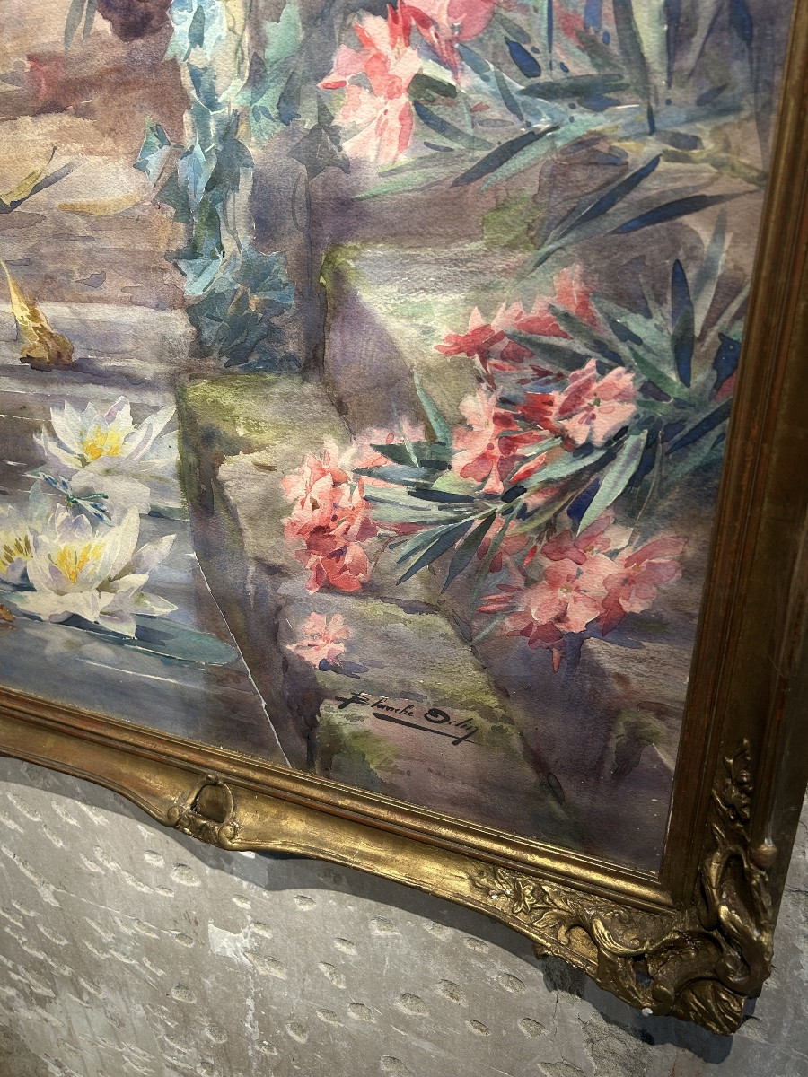 Very Large Watercolor By Blanche Odin-photo-3