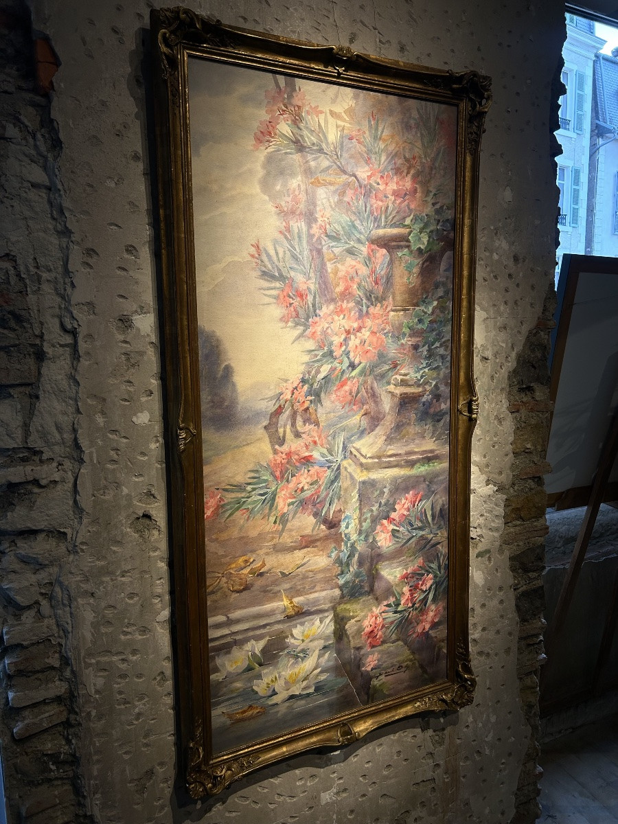 Very Large Watercolor By Blanche Odin-photo-2