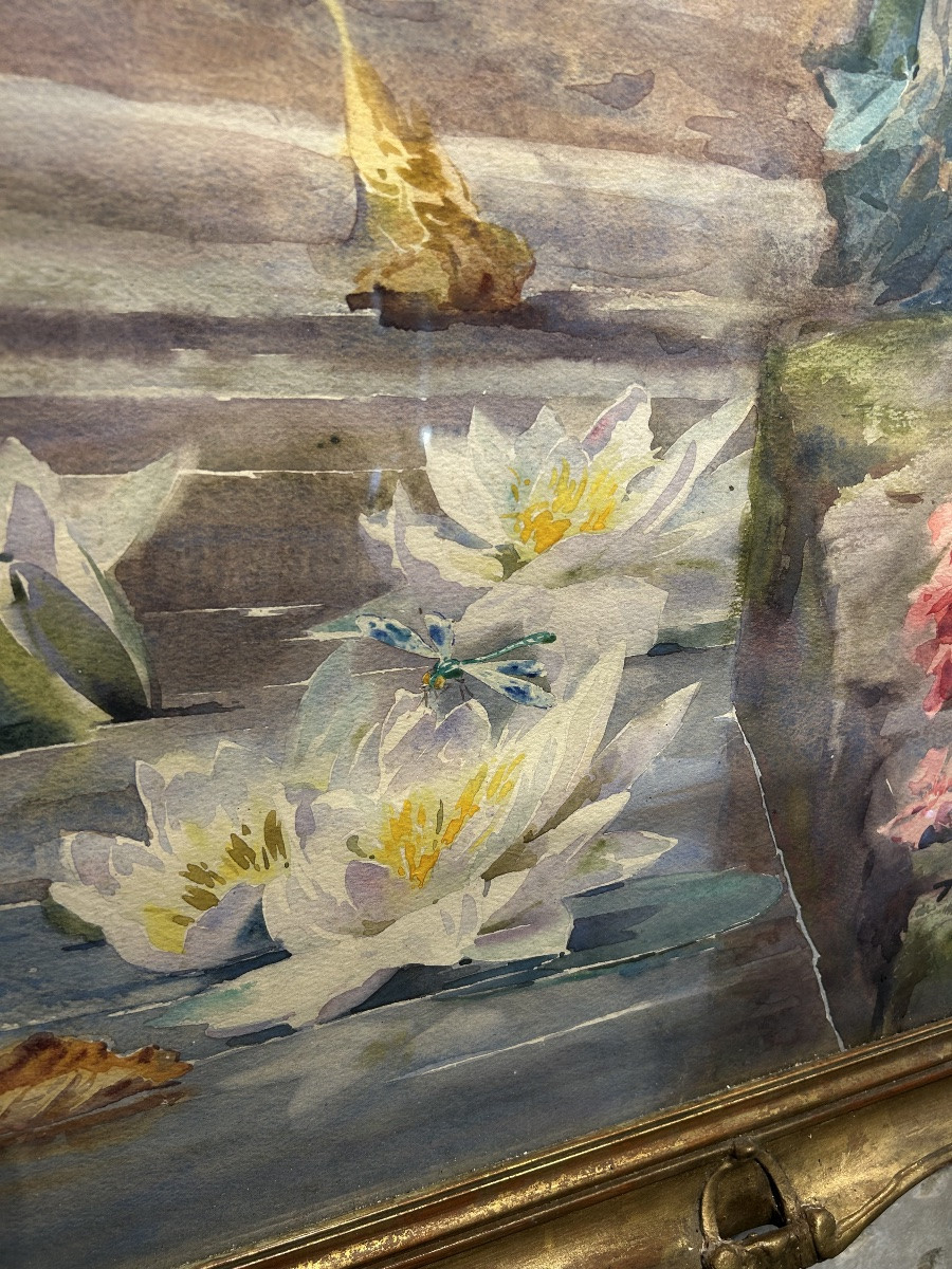 Very Large Watercolor By Blanche Odin-photo-4