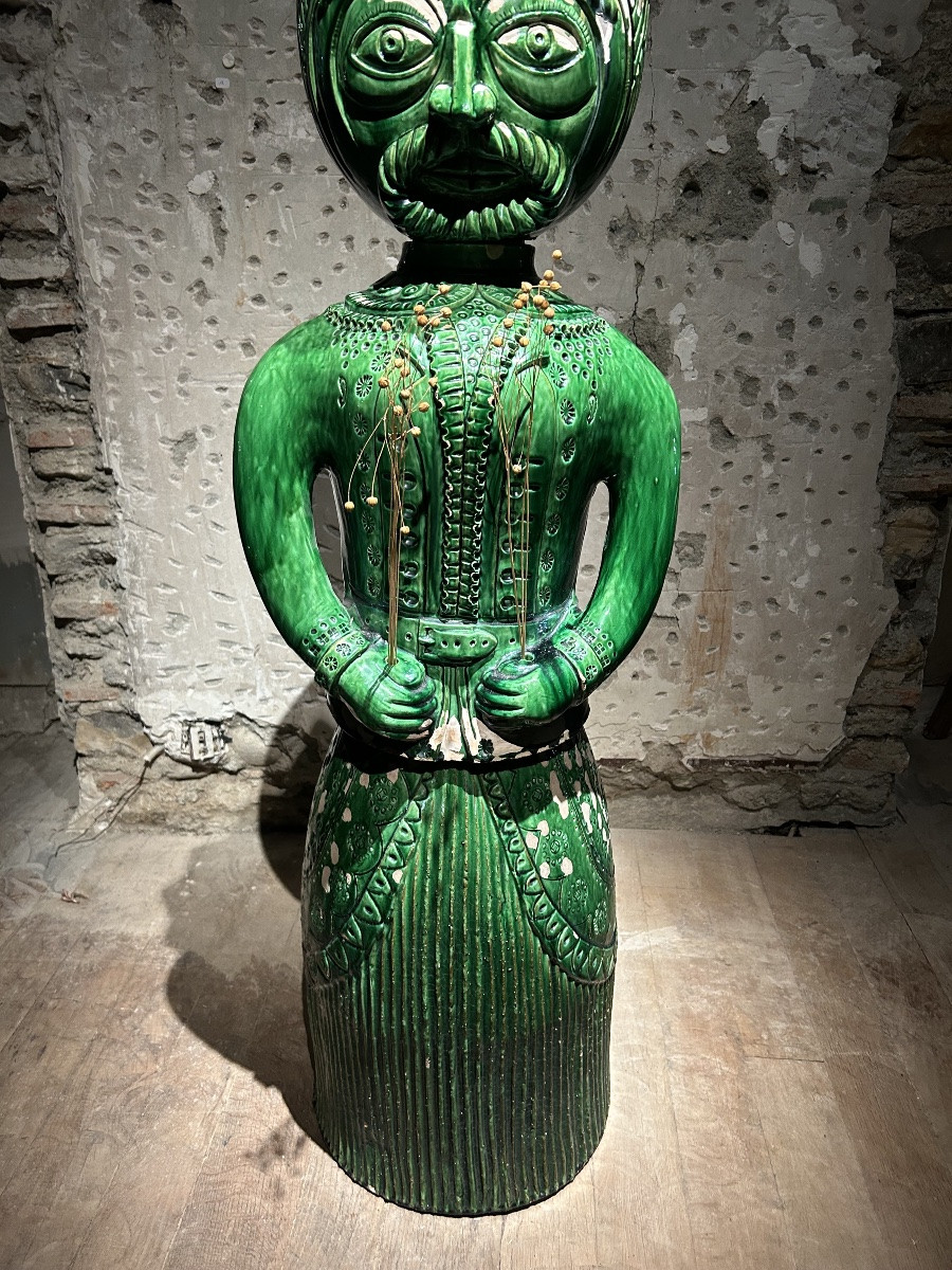 Roland Zobel - Grande sculpture en céramique d’un Roi-photo-4