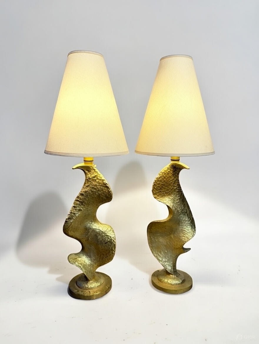 Paire de lampes de Nicolas de Wael en bronze doré 