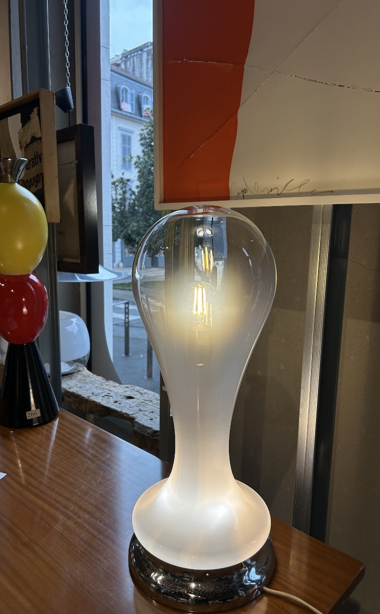 Av Mazzega Lamp In Opalescent Glass Attributed To Carlo Nason-photo-1