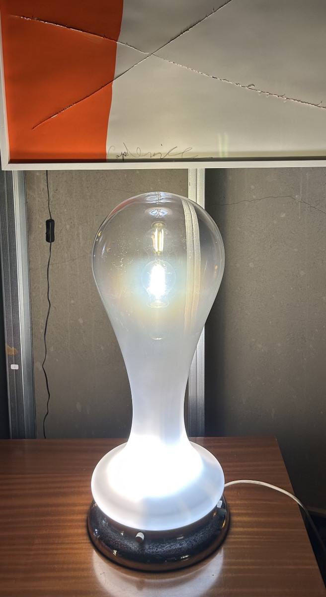Av Mazzega Lamp In Opalescent Glass Attributed To Carlo Nason