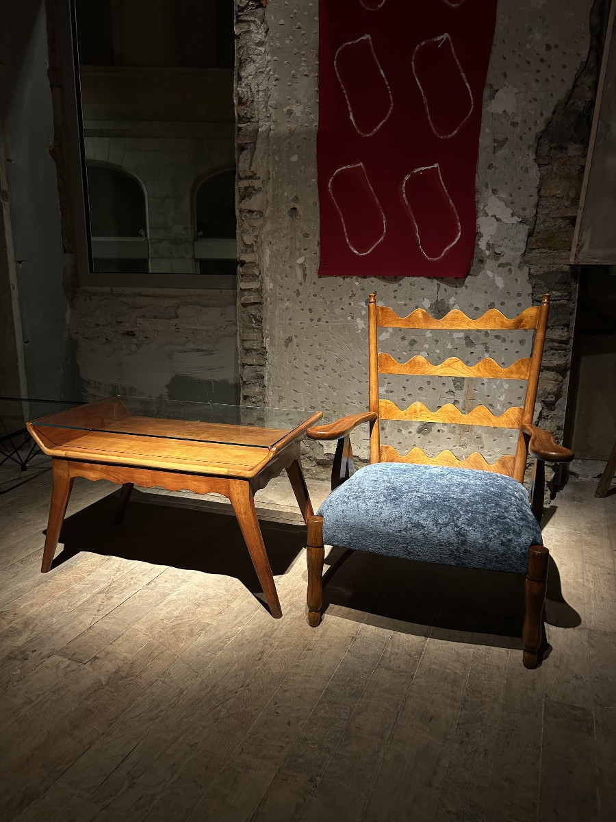 Paolo Buffa - Paire de fauteuils et table basse, 1950-photo-2