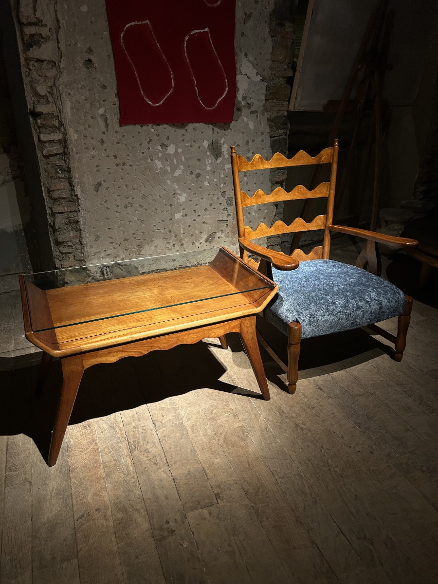 Paolo Buffa - Paire de fauteuils et table basse, 1950-photo-4