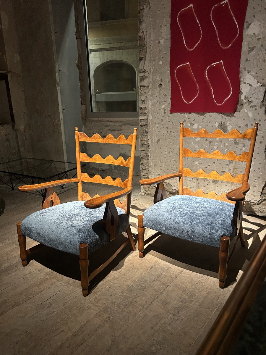 Paolo Buffa - Paire de fauteuils et table basse, 1950-photo-1