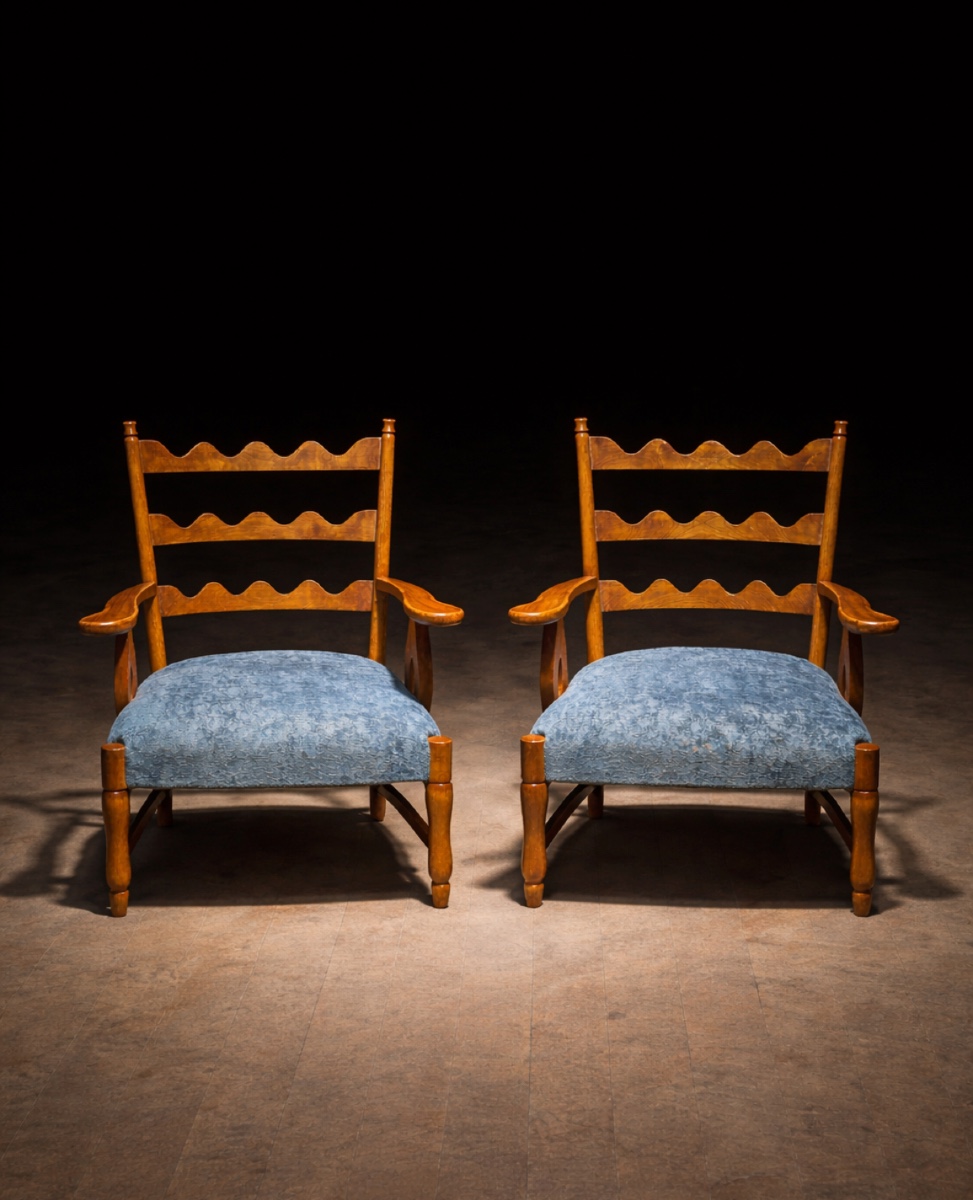 Paolo Buffa - Paire de fauteuils et table basse, 1950