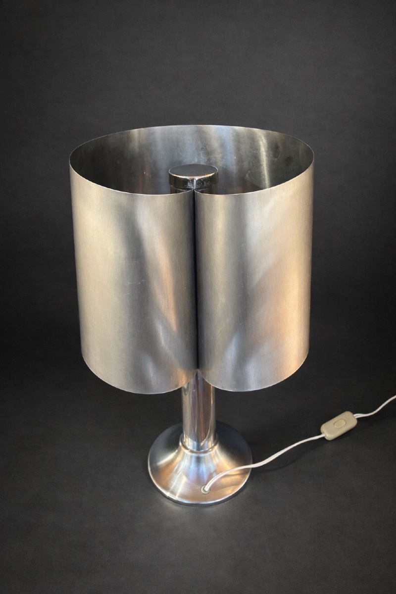 Italian Stainless Steel And Chrome Table Lamp, 1970-photo-2