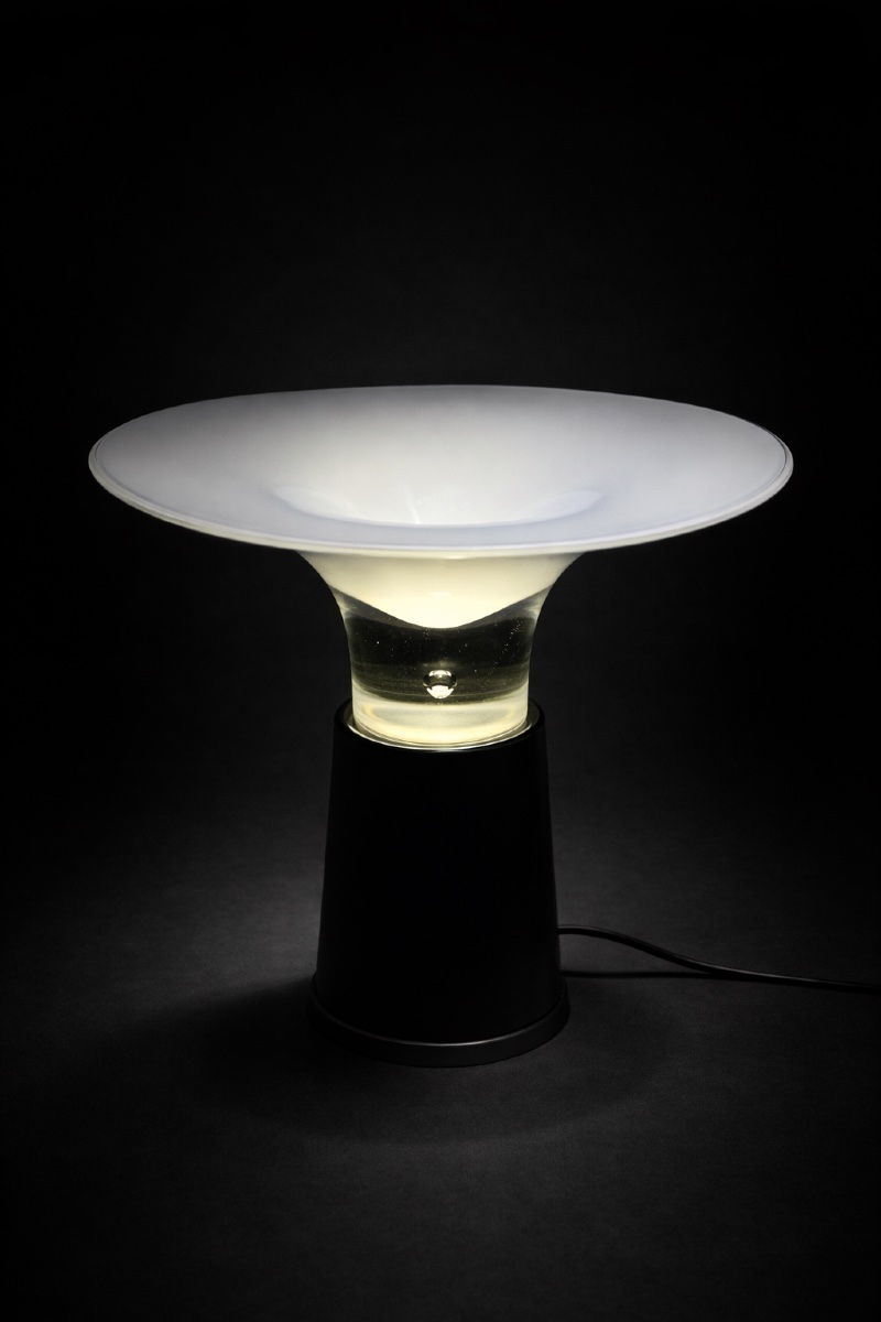 Vistosi - Leather And Glass Lamp Circa 1970-photo-3