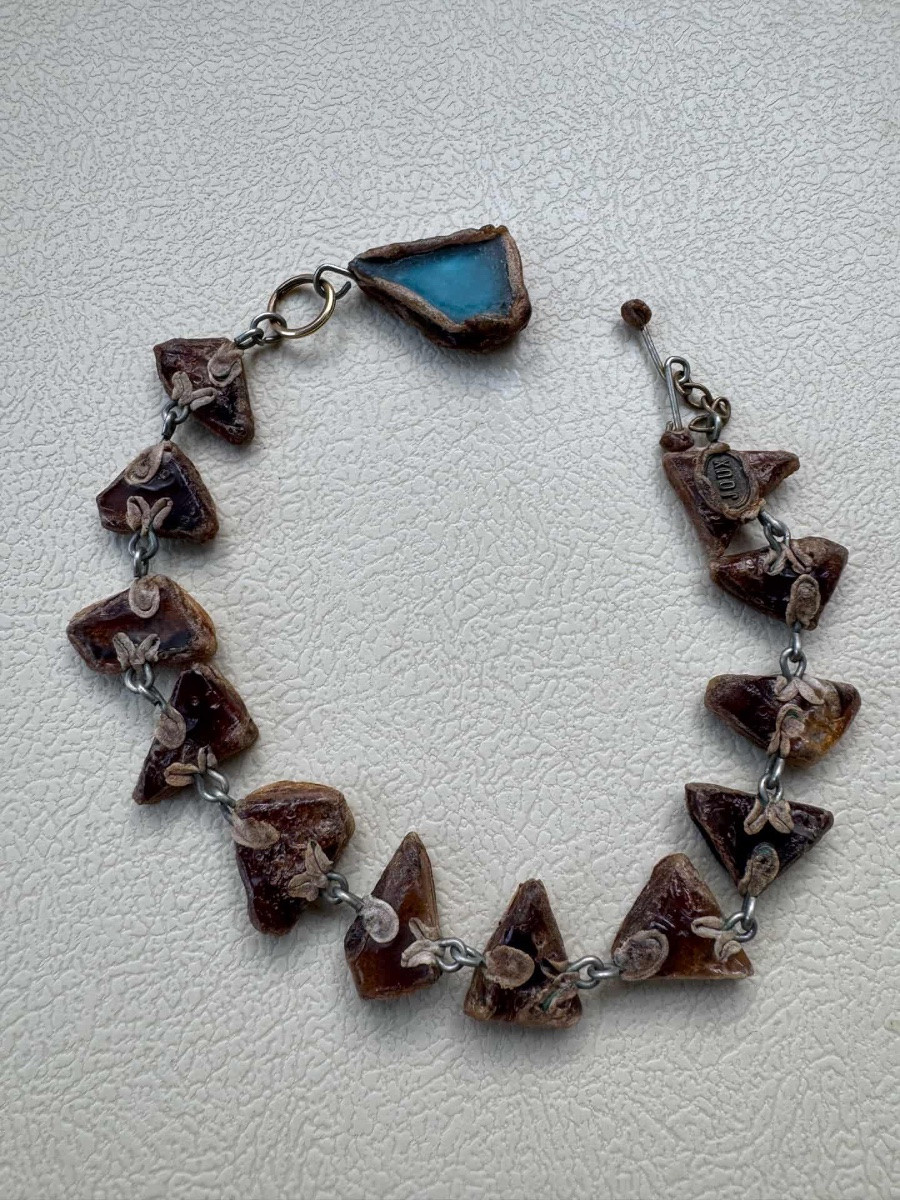 Line Vautrin - Black Talosel And Blue Glass Bracelet, 1960-photo-2