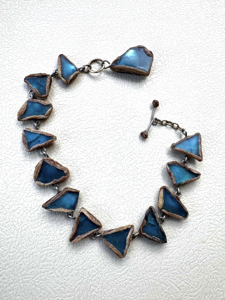 Line Vautrin - Black Talosel And Blue Glass Bracelet, 1960