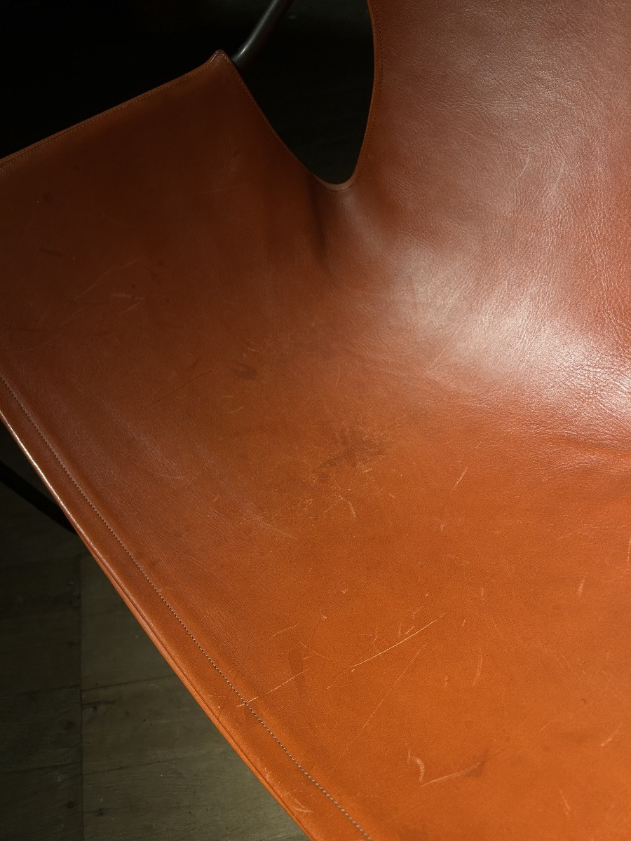 Fauteuil Paulistano en cuir cognac de Paulo Mendes da Rocha-photo-2