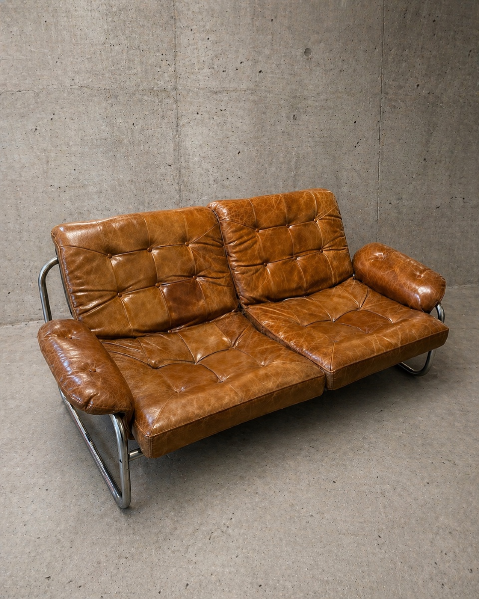 Canapé en cuir fauve de Johan Bertil Häggström, 1970