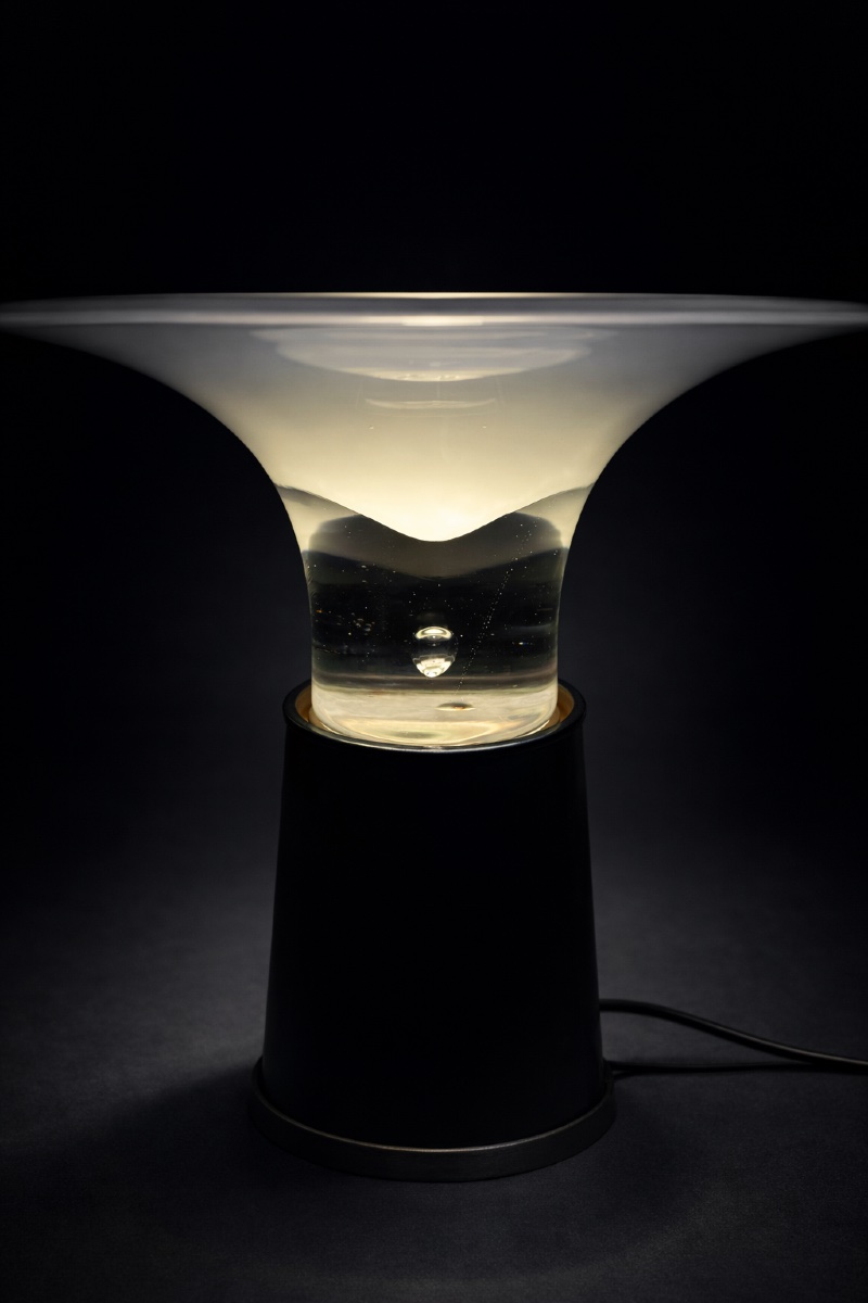 Vistosi - Leather And Glass Lamp Circa 1970-photo-4